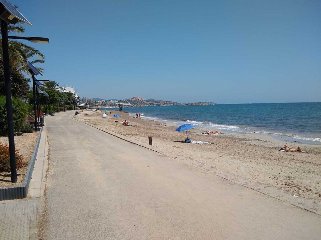 Playa D'en Bossa beach looking towards Ibiza town