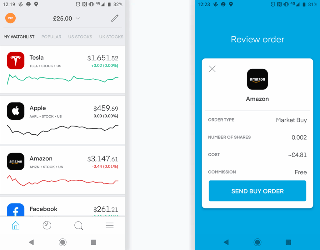 Buying and viewing stocks on Trading 212