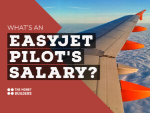 easyJet Pilots Salary text with aeroplane wing in background