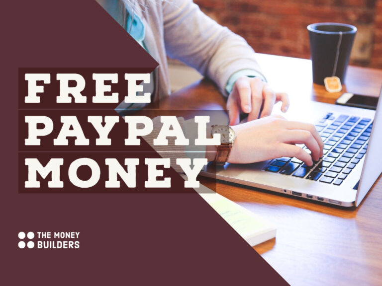 Free PayPal Money text with person using laptop in background